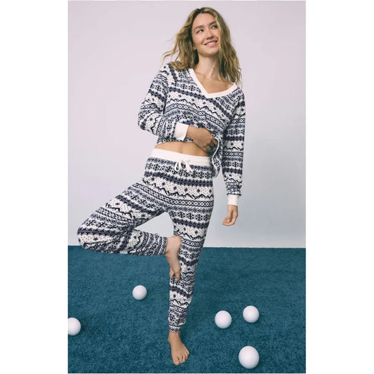 Z Supply Twilight Fairisle Jogger in Vanilla Ice